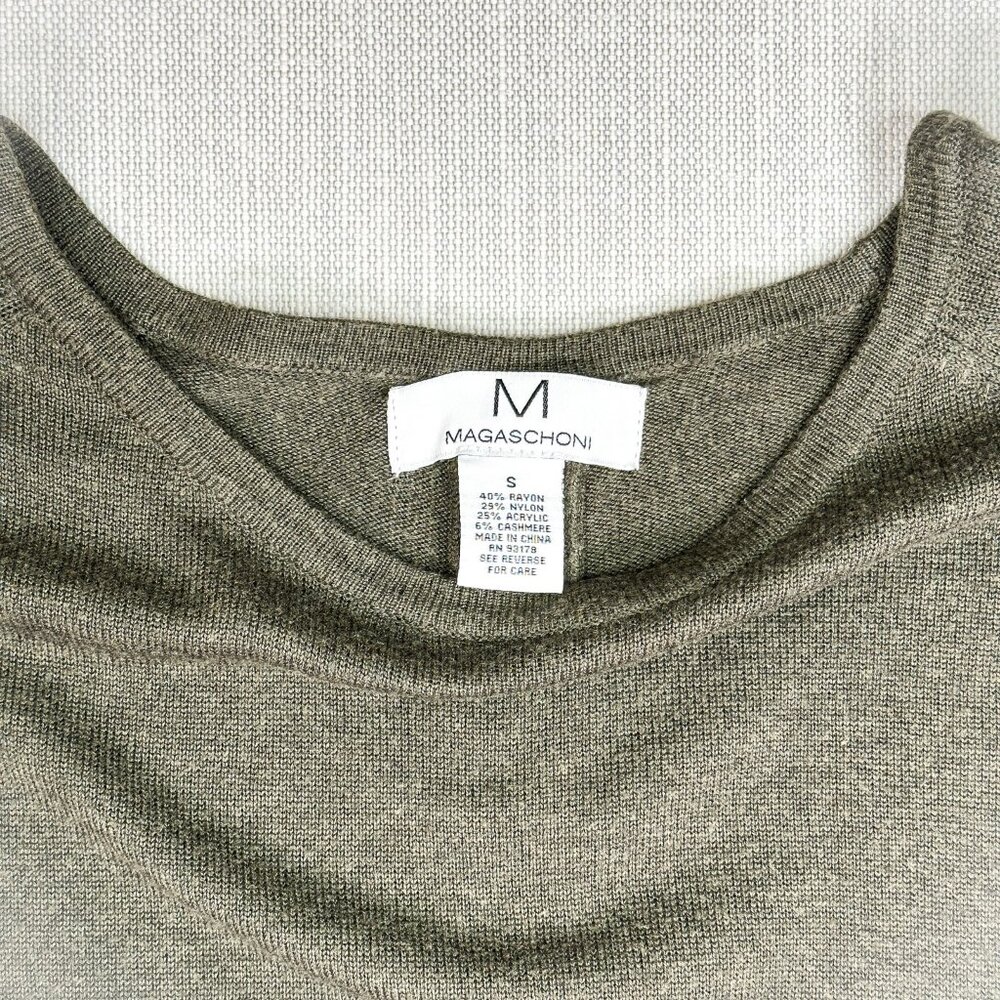 Magaschoni Cashmere Blend Knit Button Back Sweater Olive Green Women's Size S - Picture 4 of 6